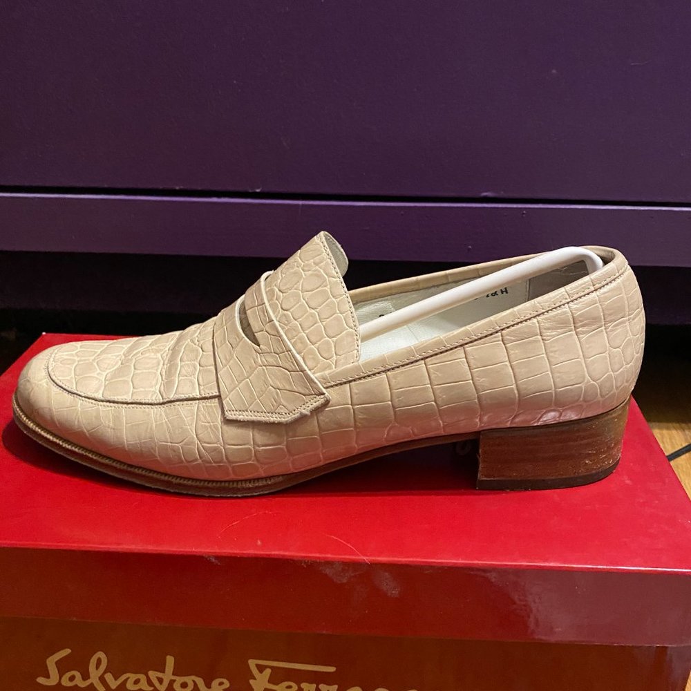 Salvatore Ferragamo Ginepro Deserto Calf Croc Print 8.5AA - Picture 5 of 7